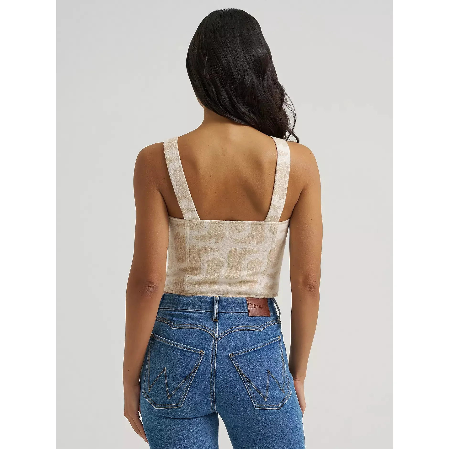 Wrangler Women's Jacquard Boot Design Corset Top - Beige - Image 2