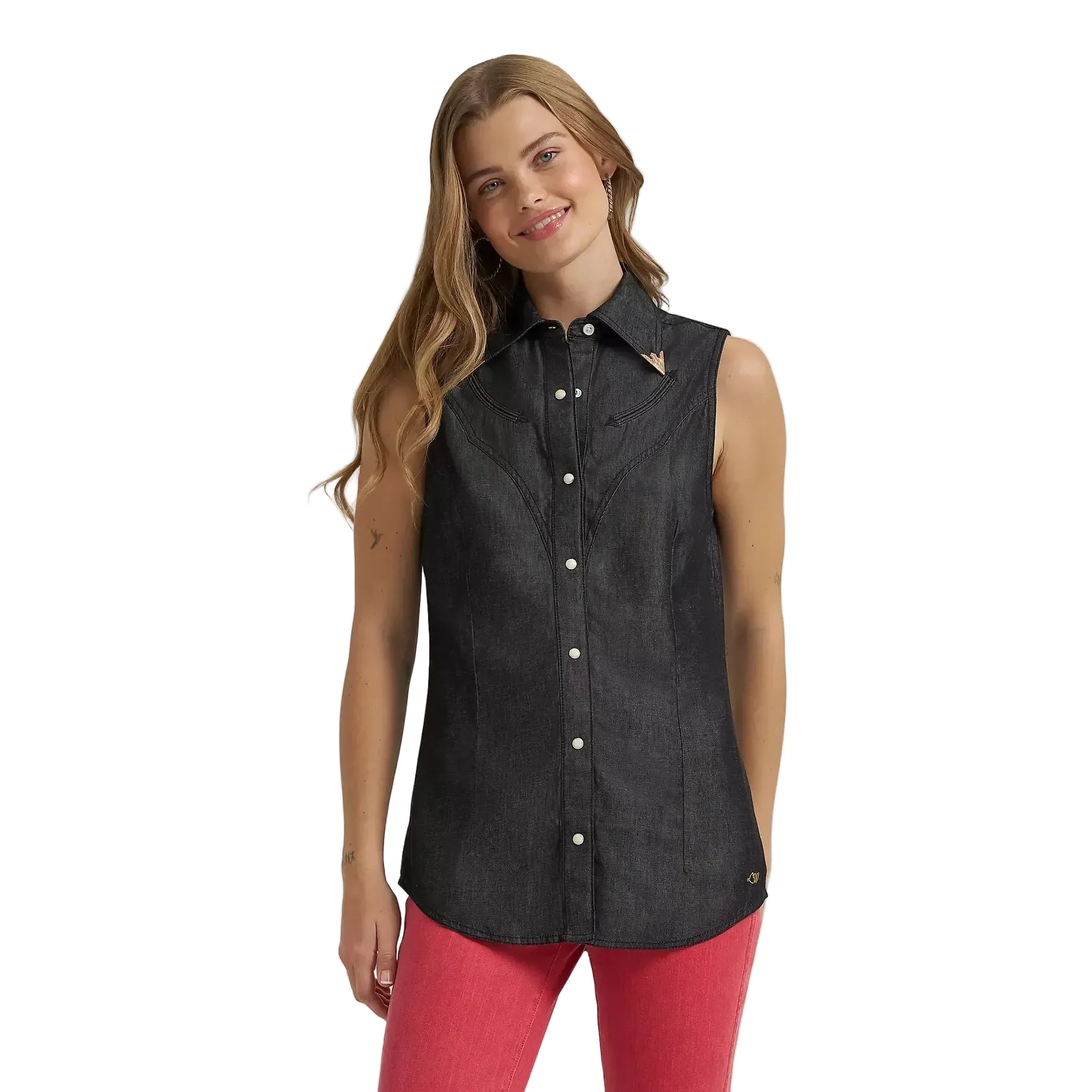 Wrangler Women's Lainey Wilson Sleeveless Denim Shirt - Black - Image 2
