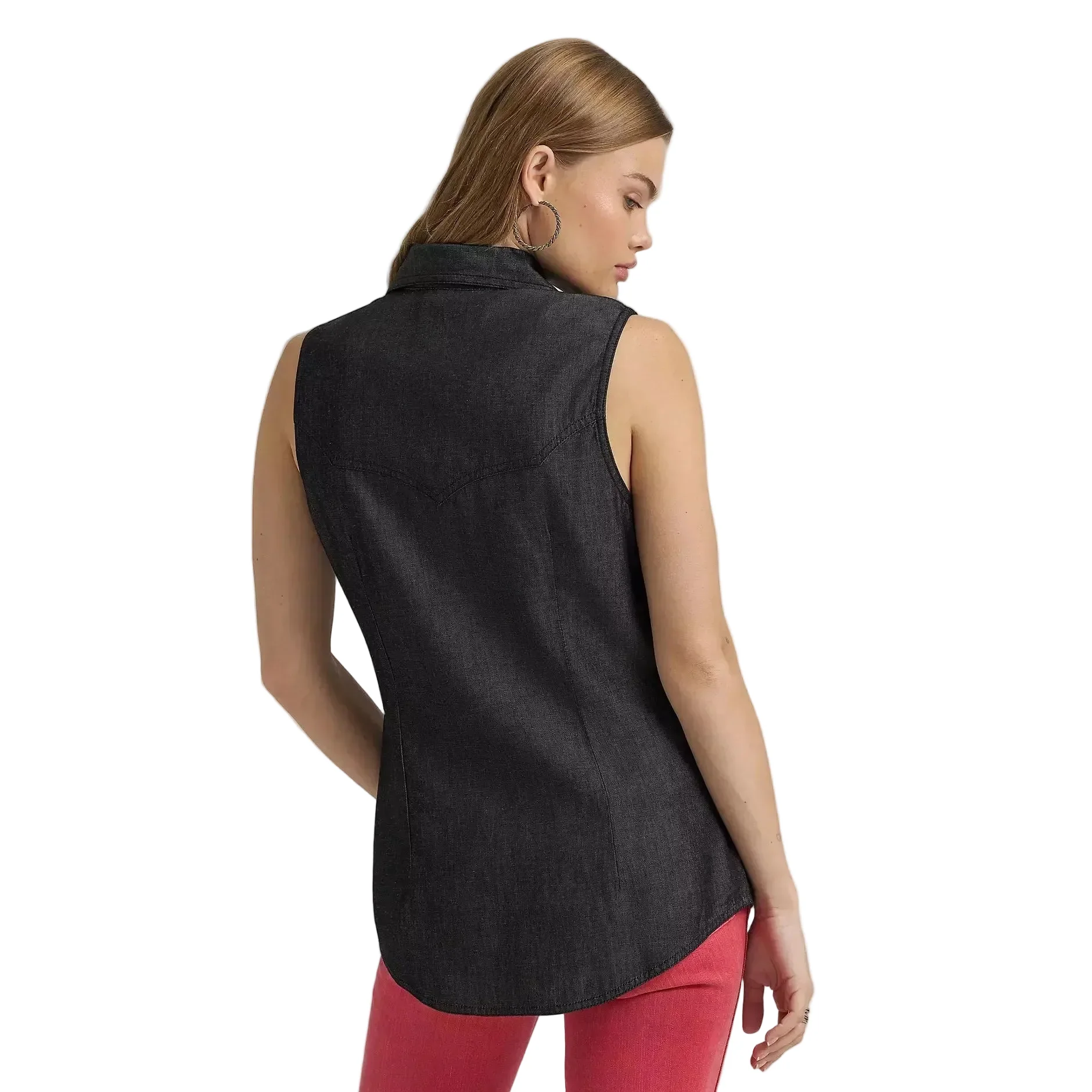 Wrangler Women's Lainey Wilson Sleeveless Denim Shirt - Black - Image 3