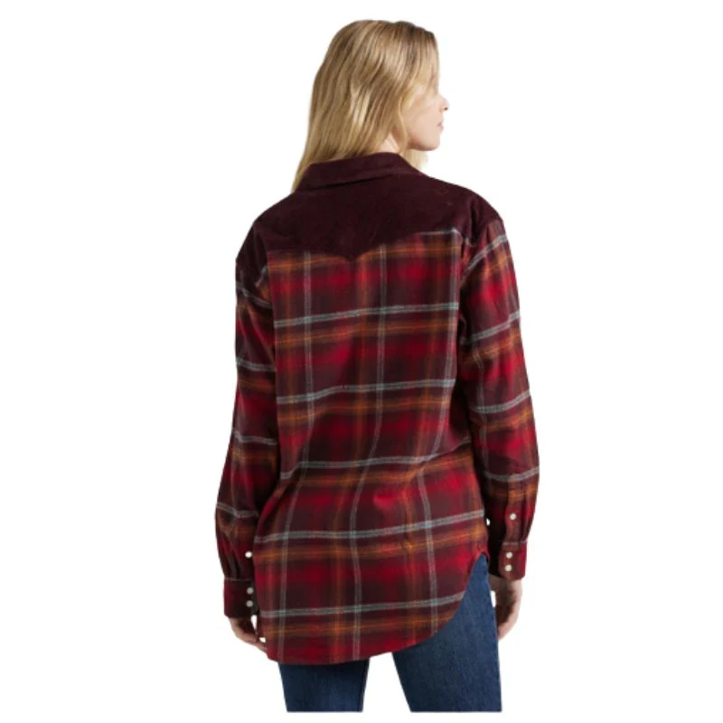 Wrangler Women's Long Sleeve Boyfriend Shirt- Red - Image 2