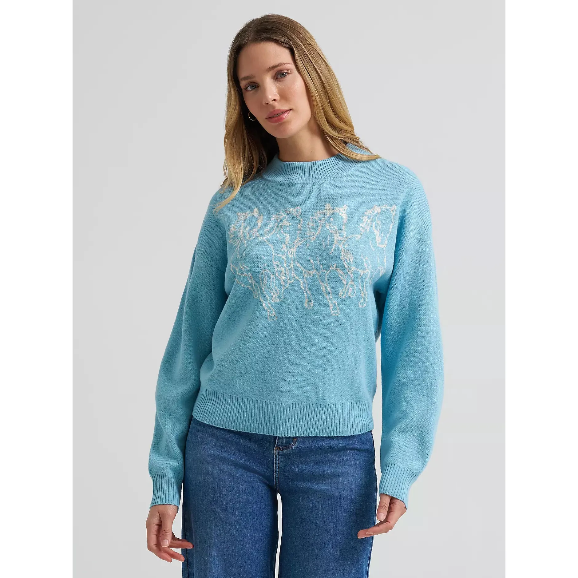 Wrangler Women's Long Sleeve Canyon Horse Sweater - Blue
