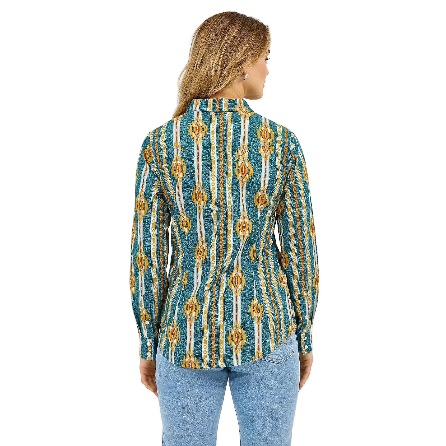 Wrangler Women's Long Sleeve Checotah Classic Western Snap Shirt- Bold Blue - Image 2