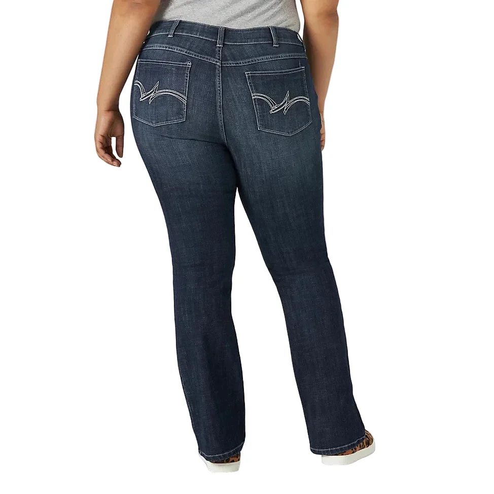 Wrangler Women's (PLUS) Mid Rise Bootcut Jeans - Dark Wash - Image 3