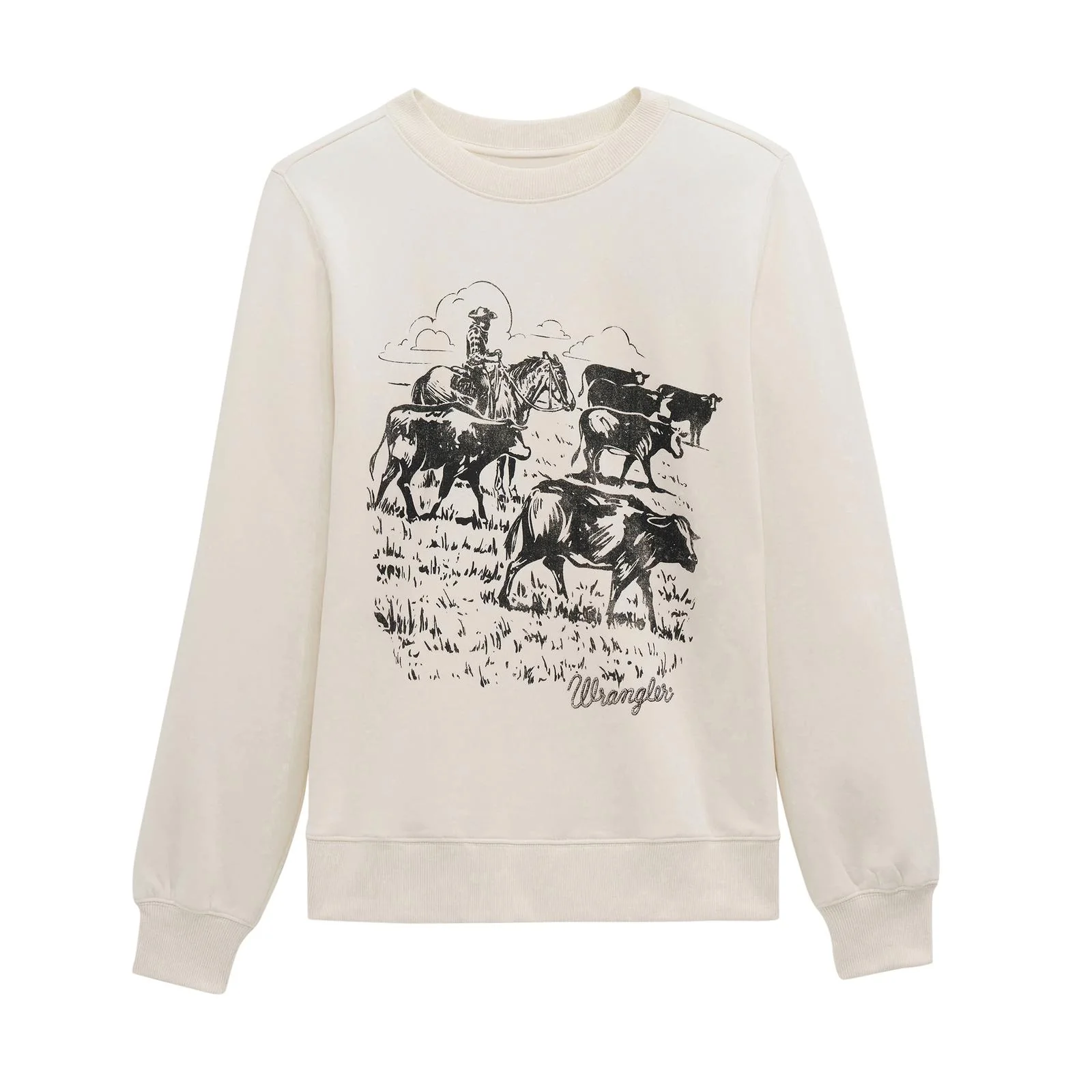 Wrangler Women's Retro® Crew Fleece Delle Long Sleeve Top - Egret
