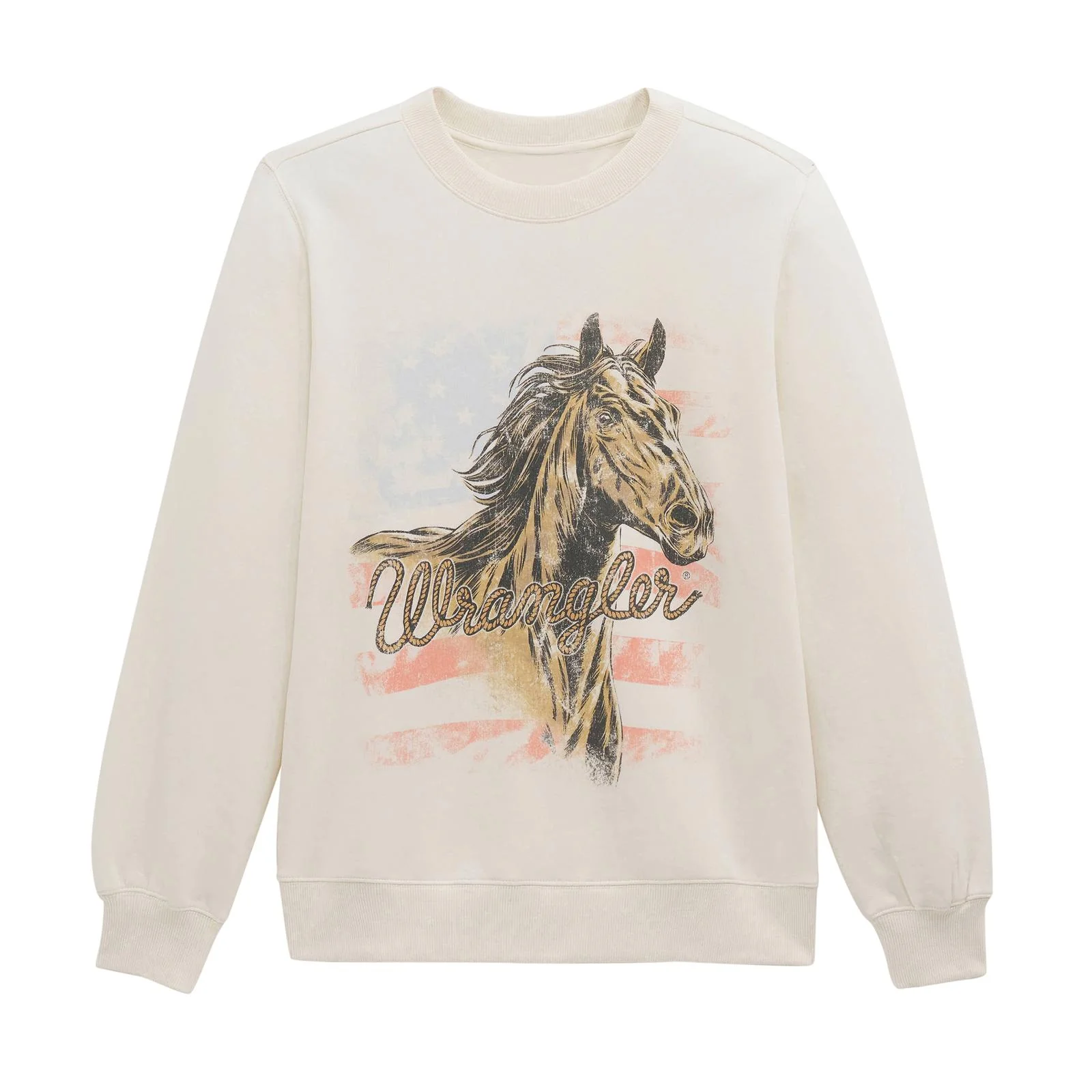 Wrangler Women's Retro® Crew Fleece Steed Long Sleeve Top - Egret - Image 2