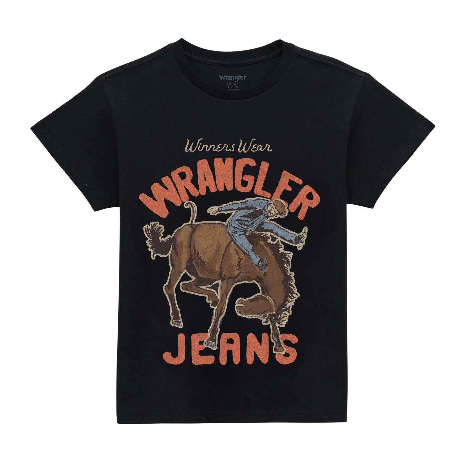 Wrangler Women's Retro® Graphic Short Sleeve Seated Tee Shirt - Black Beauty