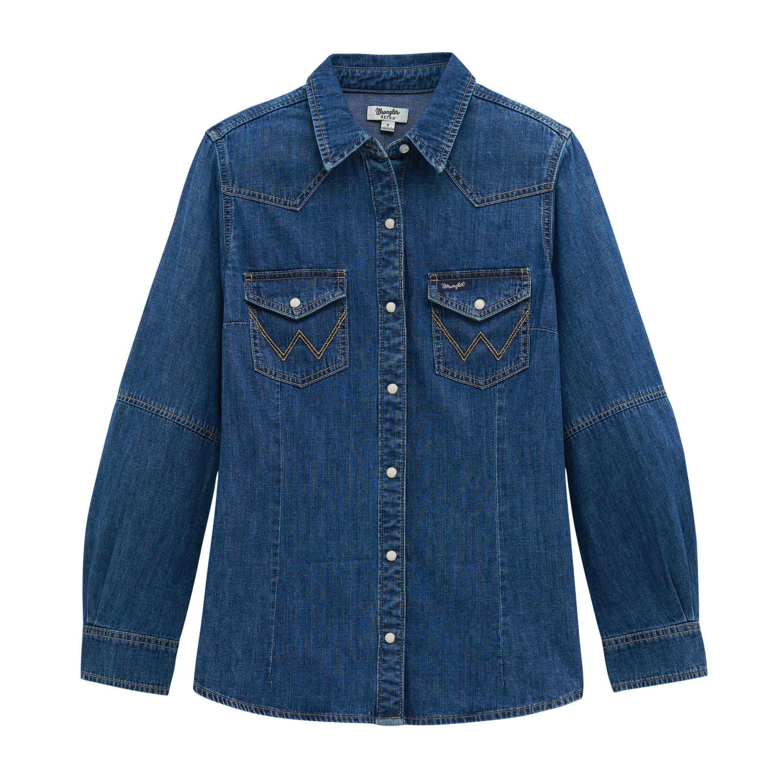Wrangler Women's Retro Americana Western Denim Shirt- Denim