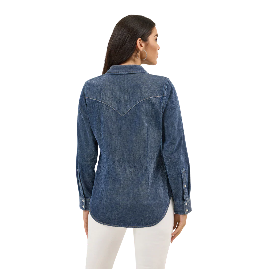 Wrangler Women's Retro Party Vintage Long Sleeve Denim Shirt - Denim Blue - Image 2