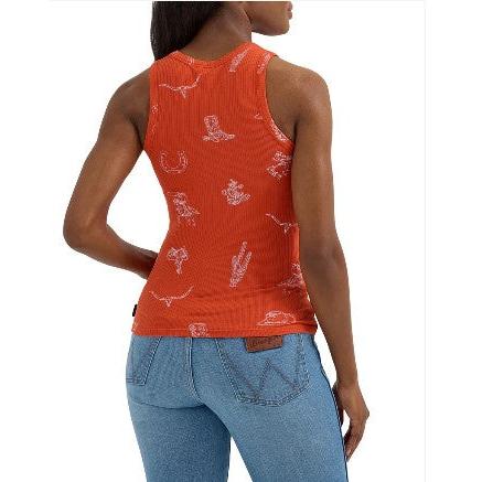 Wrangler Women's Retro Punch Tank- Red Orange - Image 2