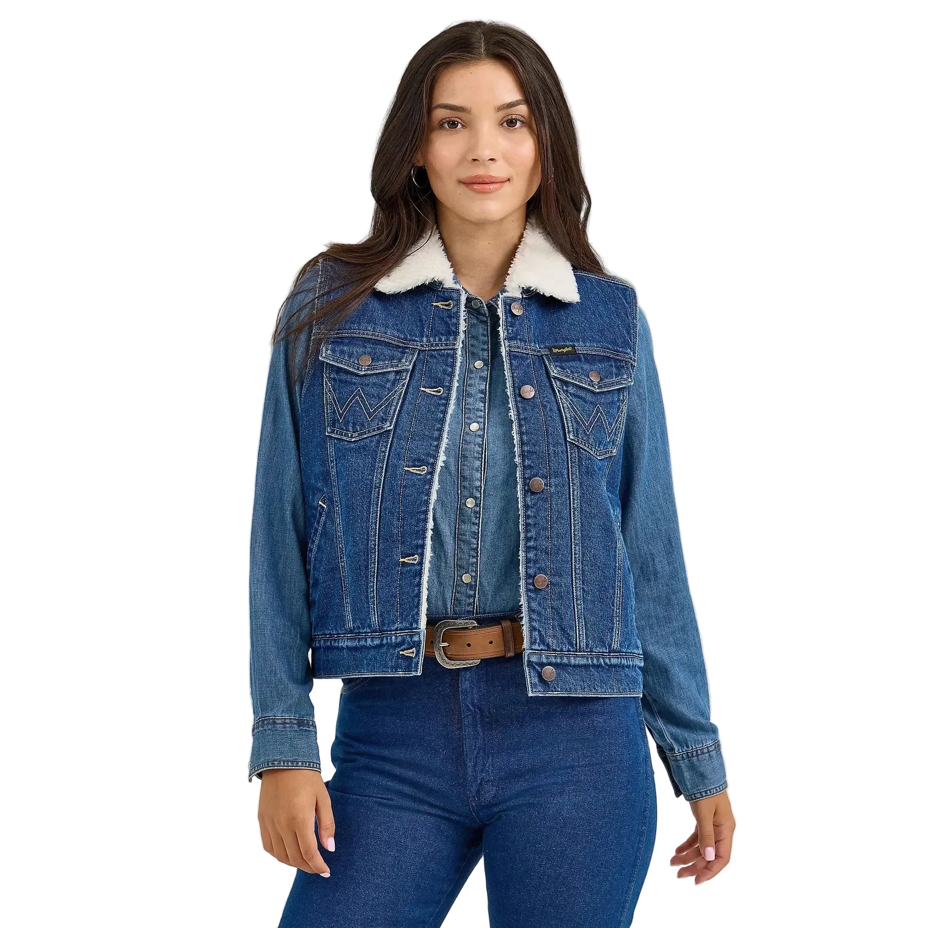 Wrangler Women's Sherpa Lined Denim Vest - Dark