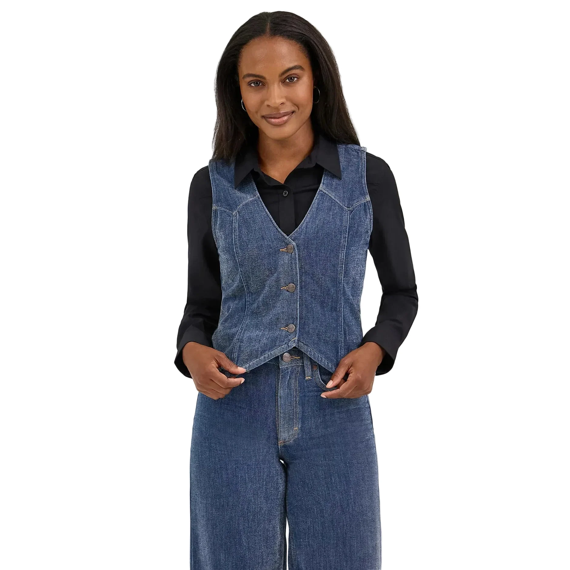 Wrangler Women's Sleeveless Airy Denim Vest - Blue - Image 2