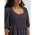 Wrangler Women's Smocked Puff Sleeve Babydoll Horse Dress - Blue - Image 3