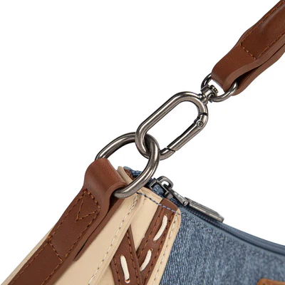 Wrangler Women's Western Contrast Stitch Chevron Denim Satchel Bag- Jean - Image 4