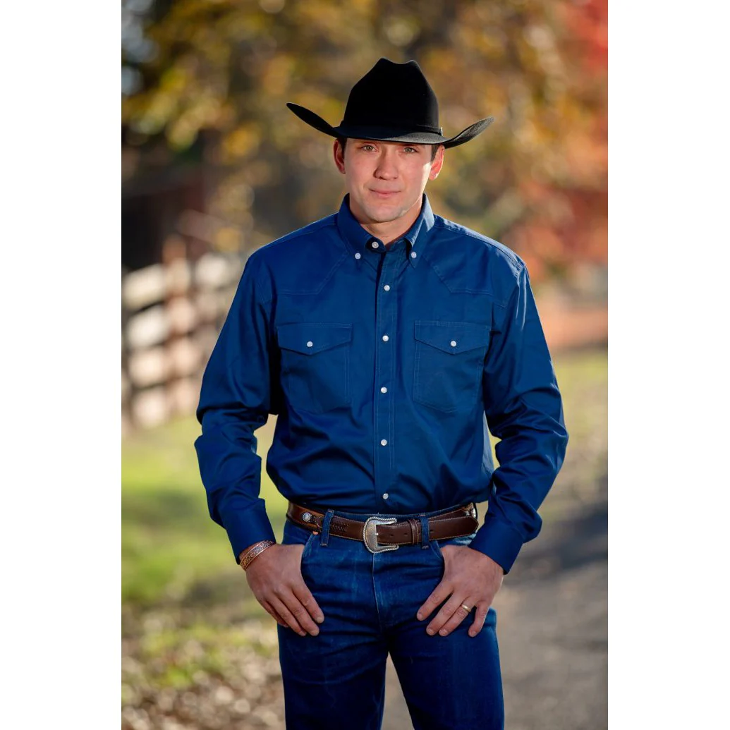 Wyoming Trader Men's Oxford Western Shirt - Blue