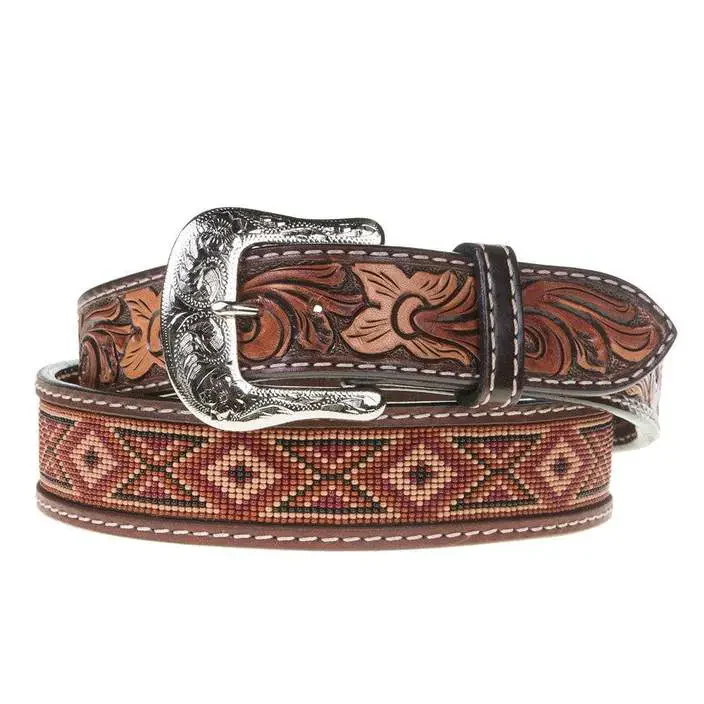 Twisted X Belt - Beaded Earth Tone